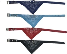 4PK Small Pet Collar w/ Paisley Bandana Adjustable Buckle Puppy Dog Cat