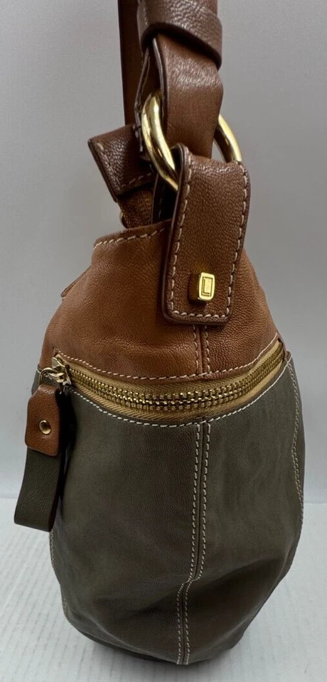 Luana Дамская сумка женщин серый коричневый из натуральной кожи внутренний карманы наплечная сумка - Изображение 3 из 4
