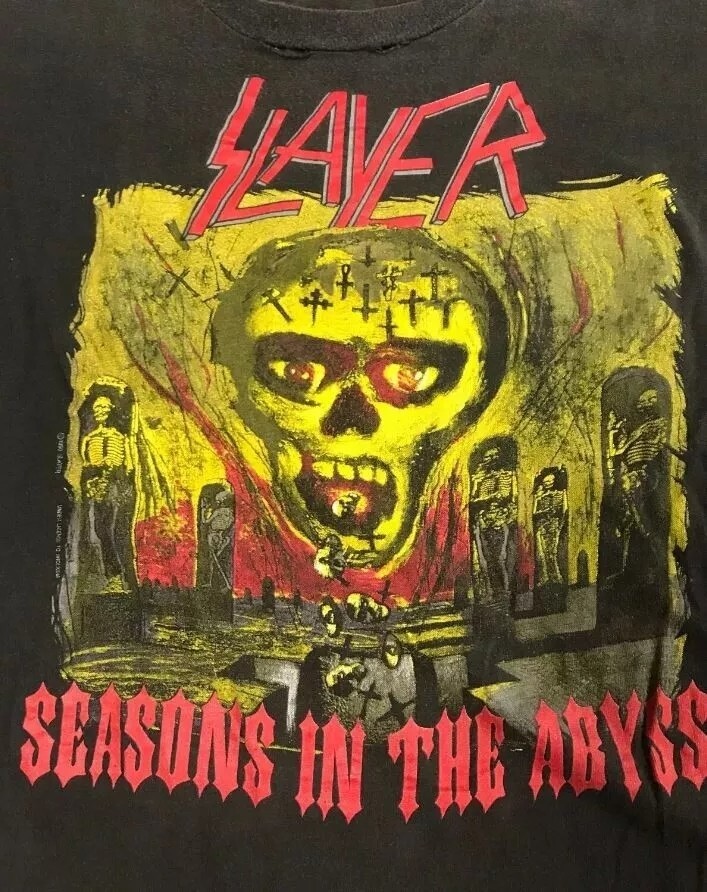 1990 Slayer Seasons In The Abyss Tour Black Unisex Cotton T-Shirt Sizes S-5XL