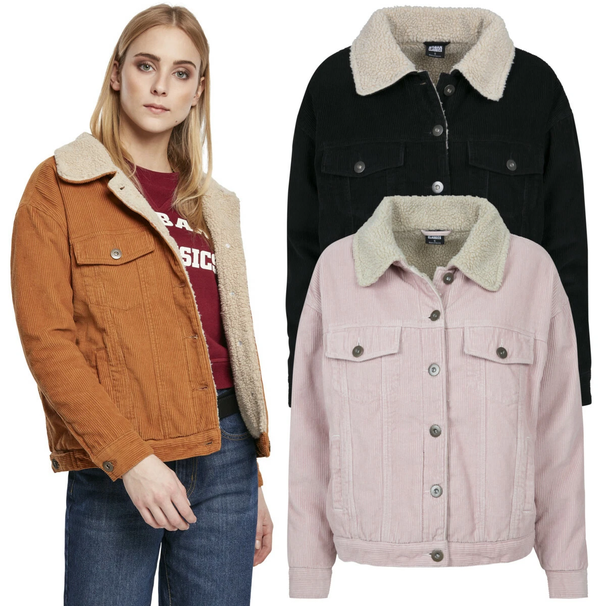 Corduroy Sherpa Jacket Oversized Urban Kord Classics Jacke eBay Oversize | Ladies Jeans