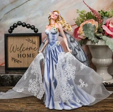 Ebros Last Light Bridal Fairy Statue with Embroidered Sheer Fabric 10.5"H