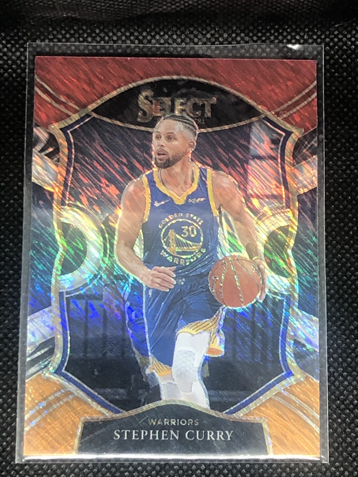 2020-21 Panini Select #57 Stephen Curry Concourse  Red White Orange Flash Prizm