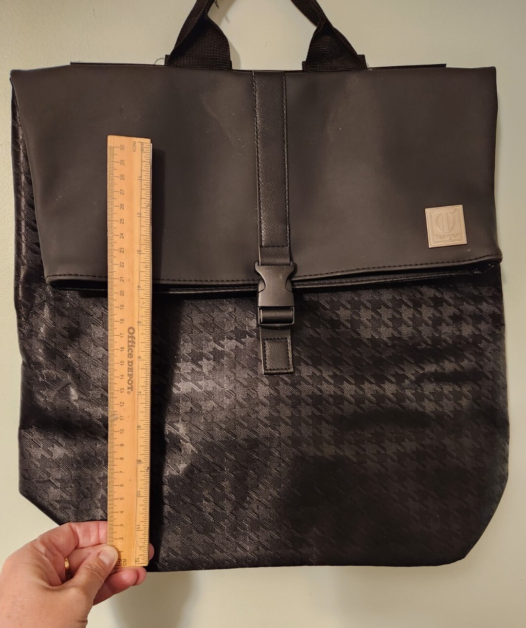 Tanger black houndstooth patterned backpack, look… - image 8