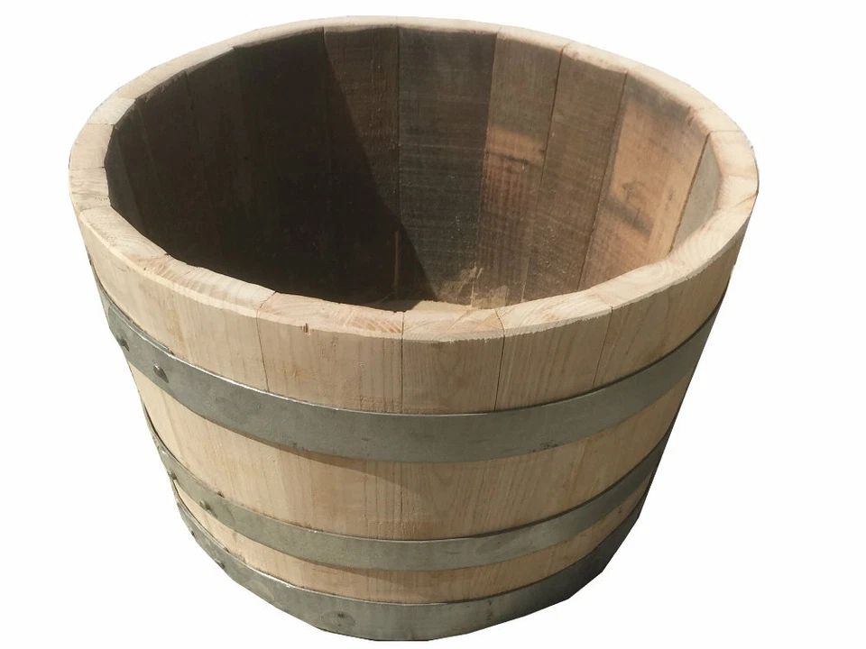 Holzfaß Weinfaß halb gebraucht Miniteich Pflanzkübel halbiert Eichenfaß 25-100L