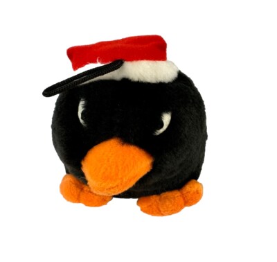 Aspen Pet  Products Vintage 2001 Black Angry Bird Santa Squeak Dog Toy
