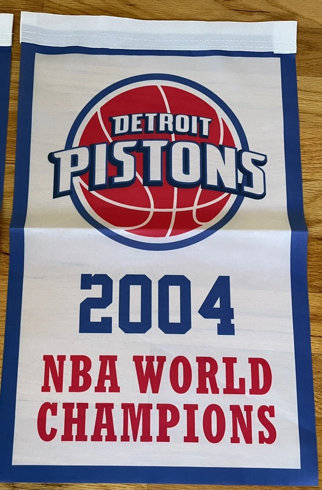 Juego Completo Detroit Pistons Campeones NBA 3 Banderas/Banderas 18.5" x 11.5" Foto 4 de 4