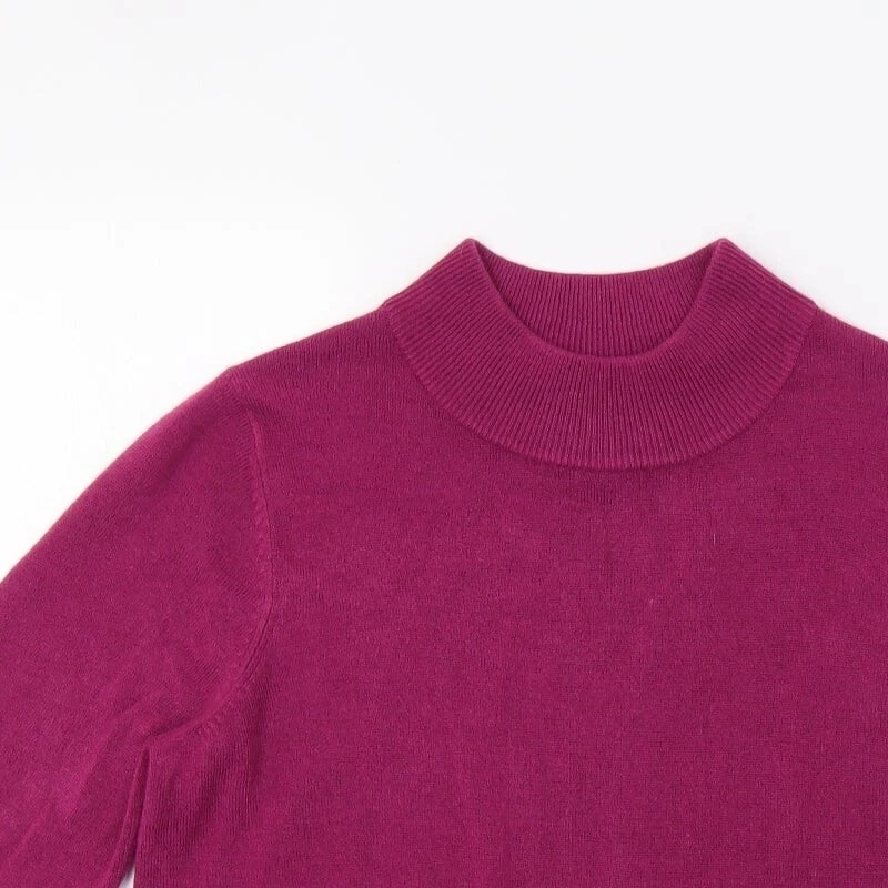 Maine New England Womens Purple Mock Neck Acrylic Blend Jumper Size 12 - Image 4 of 4