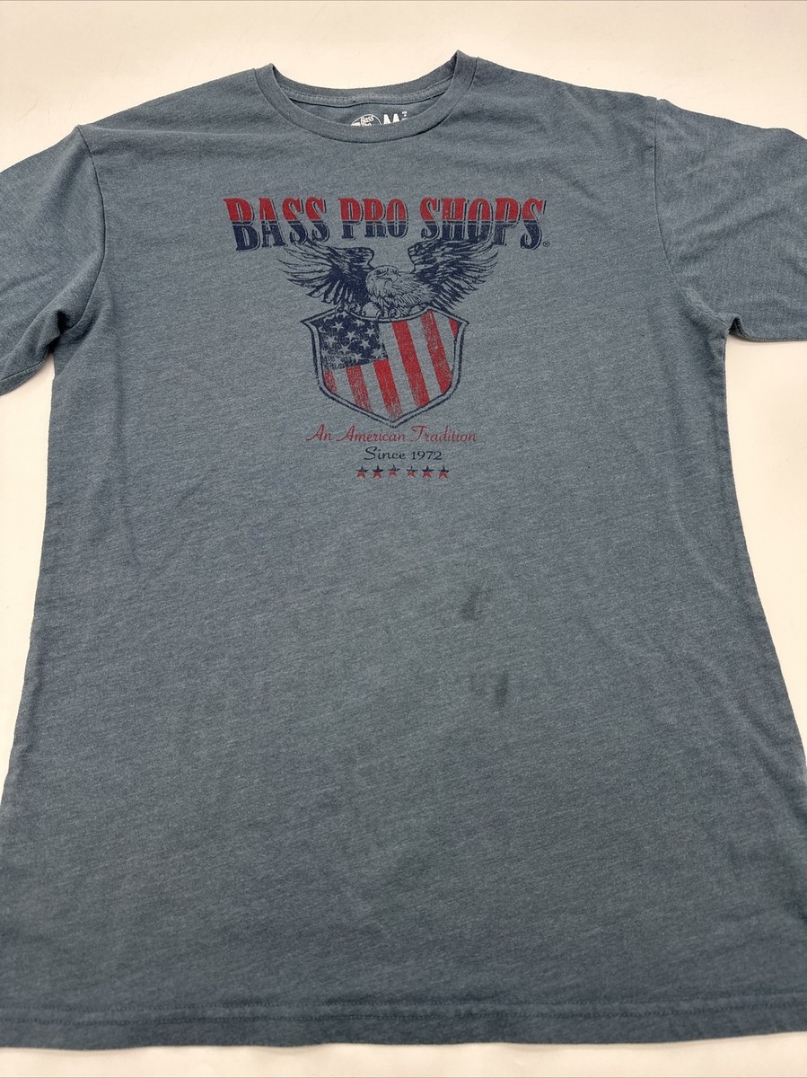 Bass Pro Shop T-Shirt Men Medium Green Graphic Print Logo Fish