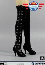1/6 BLACK Over-the-knee Boots HOLLOW for 12'' FEMALE Figure Doll Accessory