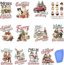 24 Sheets Vintage Christmas Rub on Transfers for Crafts, Rub on Transfers Christ