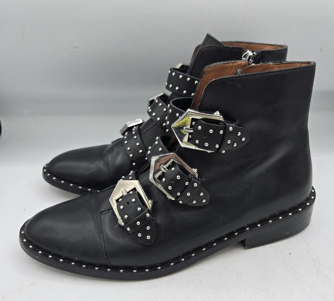 Gianni Bini Womens Black Studded Biker Ankle Boots Size 8.5 M Moto Booties
