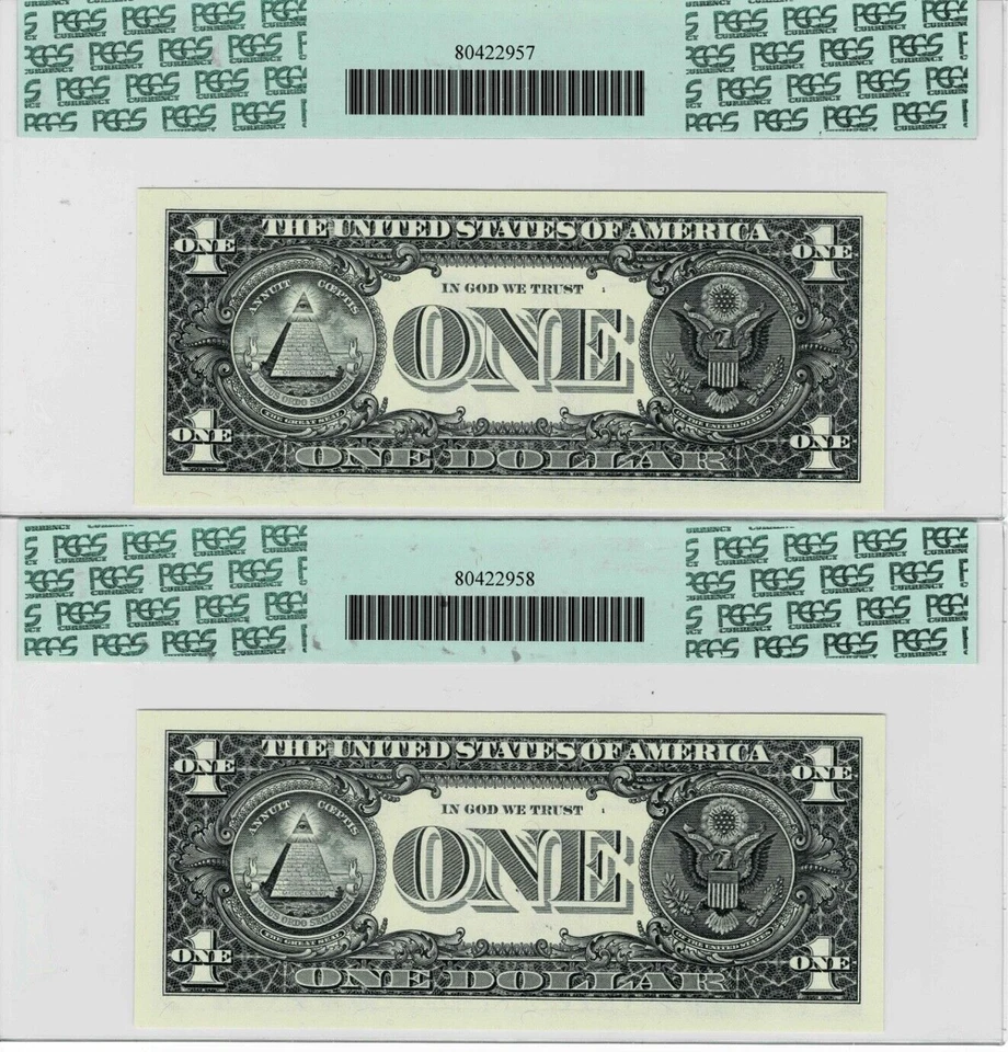 1988A $1 Federal Reserve'WEB'Notes ATLANTA(2 Consecutive)Run 14- 3/1-PCGS 65 PPQ - Image 2 of 4