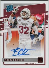 2020 CHRONICLES DRAFT FOOTBALL AUTO BRIAN COLE II RC DONRUSS RATED ROOKIE RED 