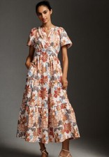 New Anthropologie The Somerset Maxi  Dress In Bontanical Motiff Size Extra Small