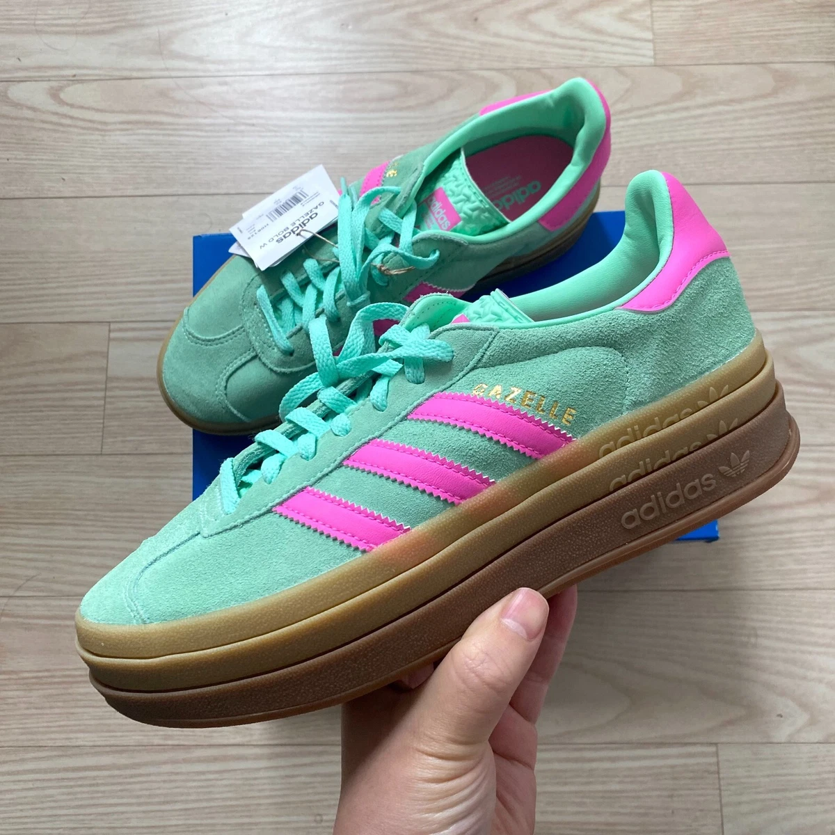 adidas Gazelle Bold Pulse Mint Screaming Pink W for sale | eBay