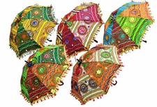 Vintage Decorative Indian Embroidered Parasol Sun Shade Umbrella Wholesale Lot