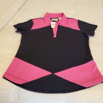 NWT EP Pro Tour Golf Top Women's Small Polo Pink / Black Performance Size Small