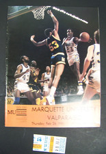 February 26 1981 Marquette Basketball vs Valparaiso  Game Program & Ticket Stub