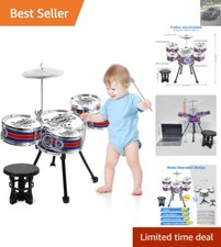 8-Piece Educational Toddler Drum Set - Secure 4-Leg Design for Young Musicians