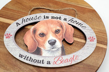 Beagle Wood Sign 9x6 Rope Hanger A House is Not a Home without a Beagle Oval