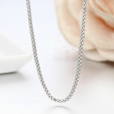 1.8MM Solid 925 Sterling Silver Italian POPCORN CHAIN Necklace Italy 925 Stamped