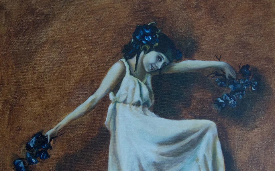 Pintura de retrato, pintura al óleo original bailarina de ballet hermosa mujer bailarina Foto 3 de 4