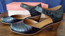 Easy Spirit Clarice dark blue croc leather mary jane pumps 9.5 Wide