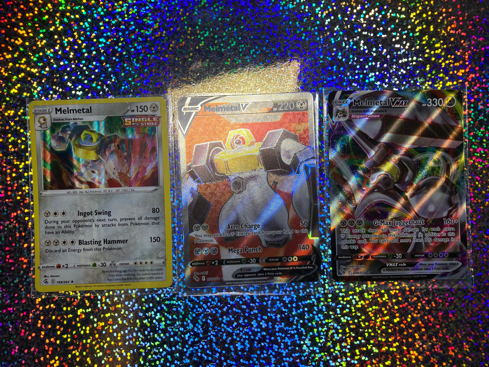 Pokemon TCG GO Full Art: 075/078 Melmetal V; 048/078 Melmetal VMAX