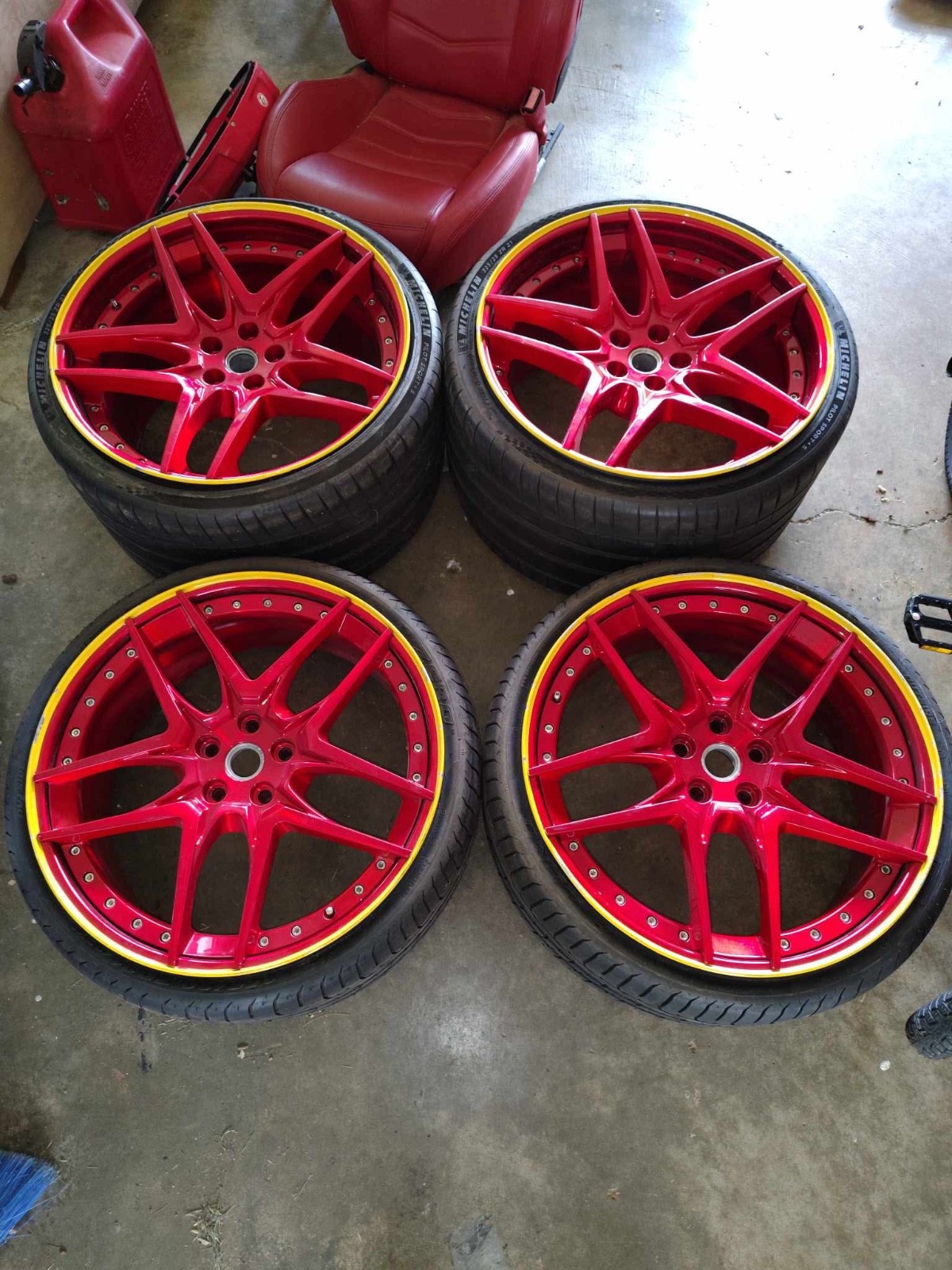 21” novitec nf7 3 piece red  Ferrari rims front/rear set