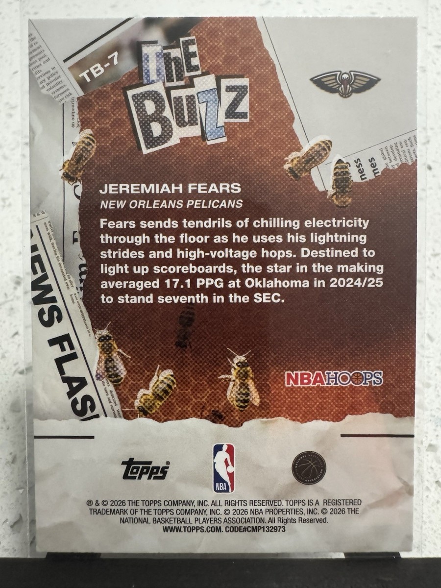 2025-26 topps nba hoops TB-7 Jeremiah Fears The Buzz Light Burst