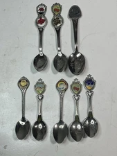 8 Vintage Miniature Spoon Collection All State Related L B