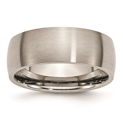 Chisel Unisex Band Titanium Brushed 2 mm Domed Silver Tone Engravable, 8 mm
