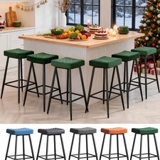 Bar Stools Set of 4 Velvet/PU High Chair Industrial Breakfast Chair Restaurant