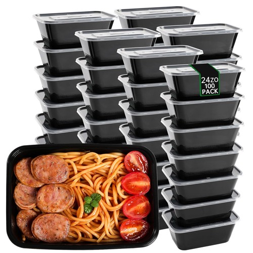 100-Pack 24 Oz Meal Prep Containers,Take Out Disposable，Lunch Boxes ...