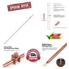 Professional Grade 3/8" x 4' Copper Ground Rod for Versatile Grounding Needs
