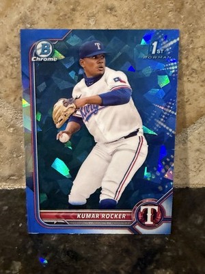 KUMAR ROCKER 2022 BOWMAN CHROME DRAFT SAPPHIRE 1ST #BDC-164 RANGERS