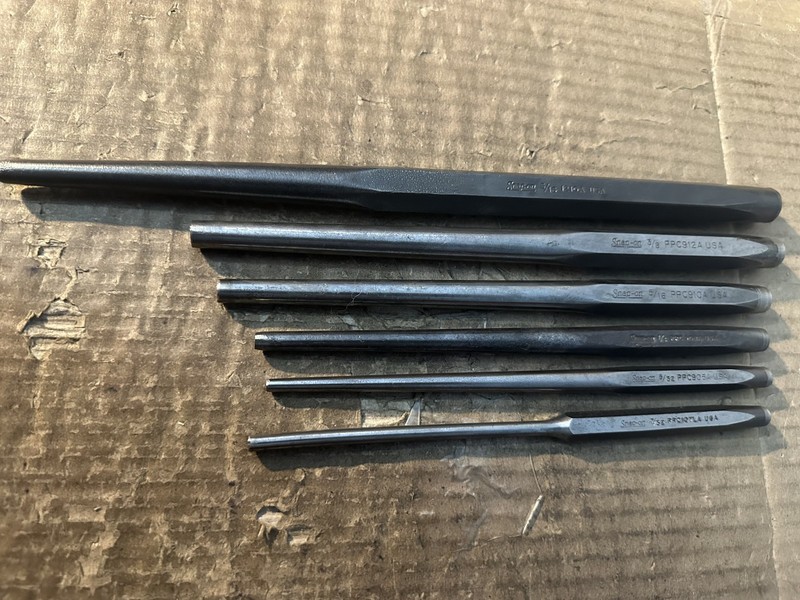 SNAP-ON TOOLS 6 PIECE LONG TAPERED PIN PUNCHES 5/32" TO 5/16" USA