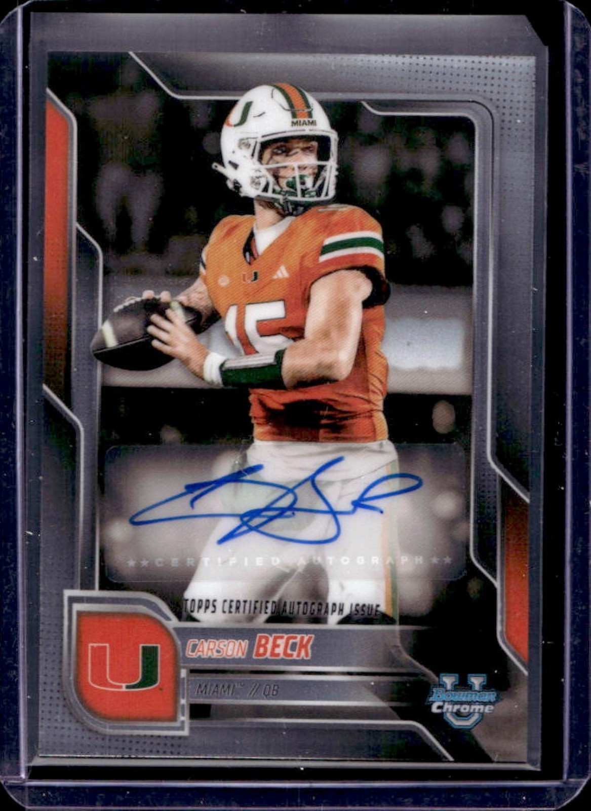 2025 Bowman Chrome U Carson Beck Prospect Auto #BCA-CBE Hurricanes