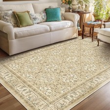 Warm Beige Area Rug 5x7, Non Slip Washable Rugs for Living Room Bedroom Low P...