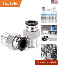 Male Straight Push to Connect Fitting Silver Copper 1/4 Inch