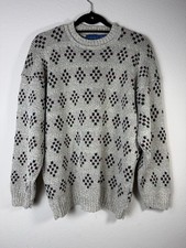 Vintage Towncraft Geometric Knit Sweater M Unisex Grandpa Oversized Cotton