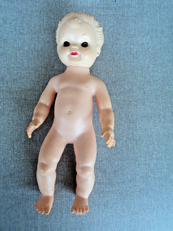 Vintage Doll Stamped 4131  Molded Hair Glass Eyes 12" Long EUC