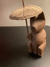 Vintage cat Wooden Hand Made with umbrella