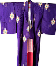 1950's Vintage Japanese KIMONO Meisen Silk Kimono Gown Robe Antique,length 140cm
