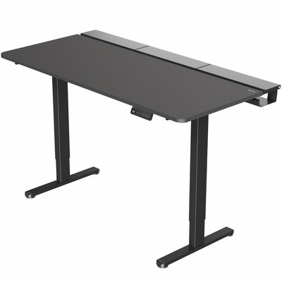 VIVO Electric 60'' x 30'' Desk, Full Pad, Black Hidden Cable Tabletop, Black Frame