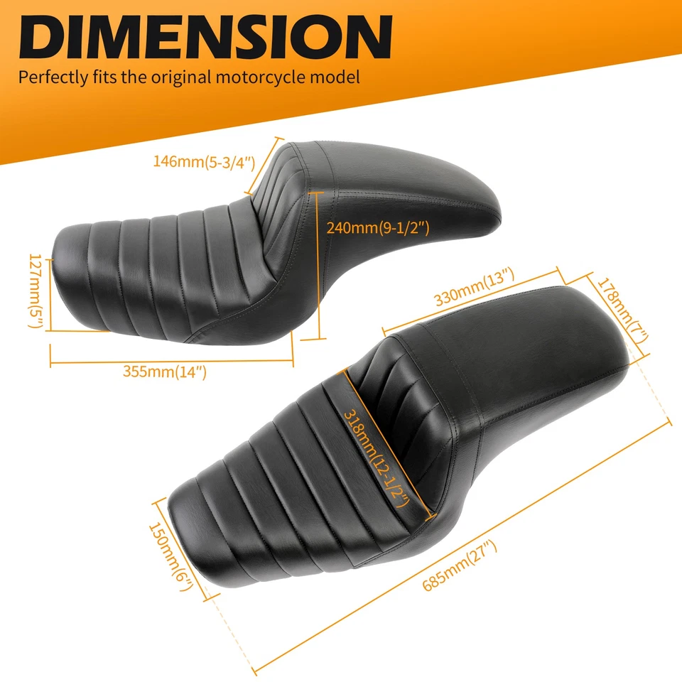 Asiento 2-up de cuero para conductor conductor pasajero para Harley Sportster XL 883 1200 48 72 Foto 2 de 4