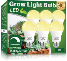 6 Pack Full Spectrum Grow Light Bulbs,A19 Grow Lights for Indoor Plants,Dimmable