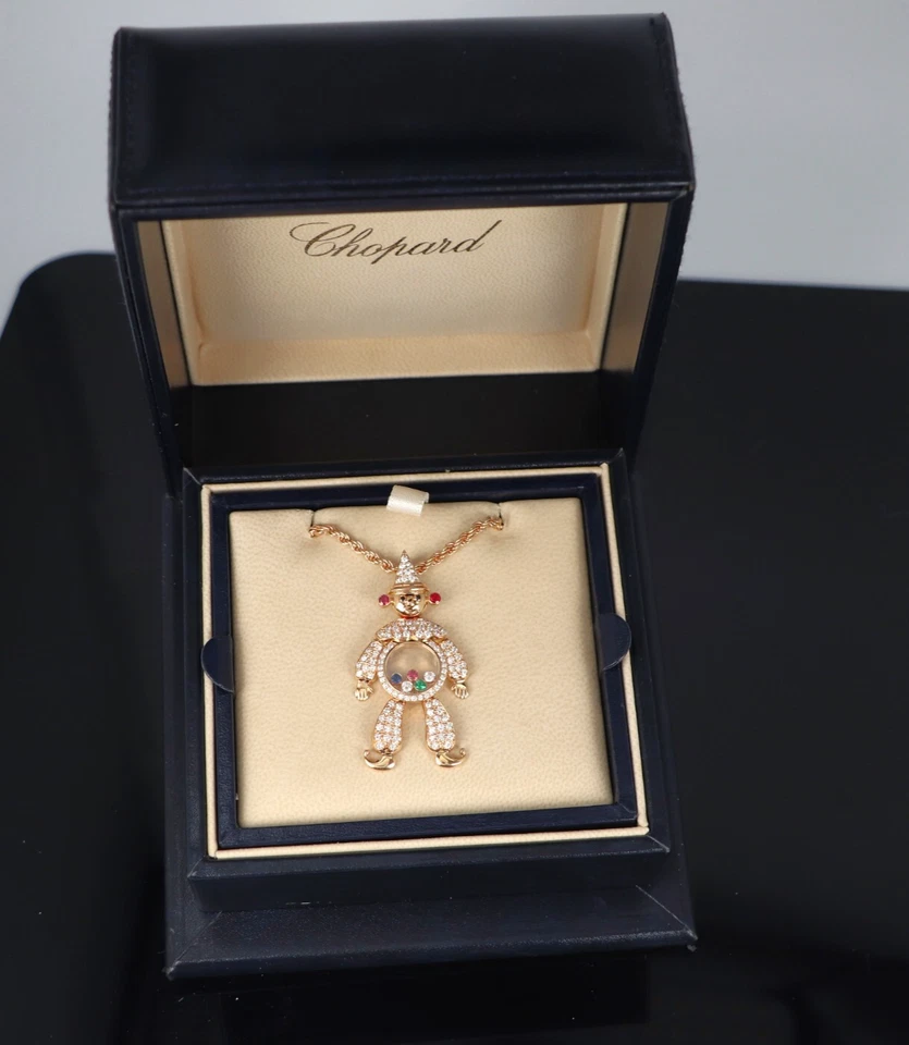 Chopard 18K Yellow Gold Happy Clown Diamond Clown Ruby Sapphire Emerald Necklace - Image 2 of 4