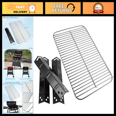 3-Burner Grill Replacement Parts - Cooking Grate & Heat Plates for Expert Grill