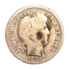 1901 Barber Silver US Dime ~G-Details Cleaned US 90% Silver Genuine